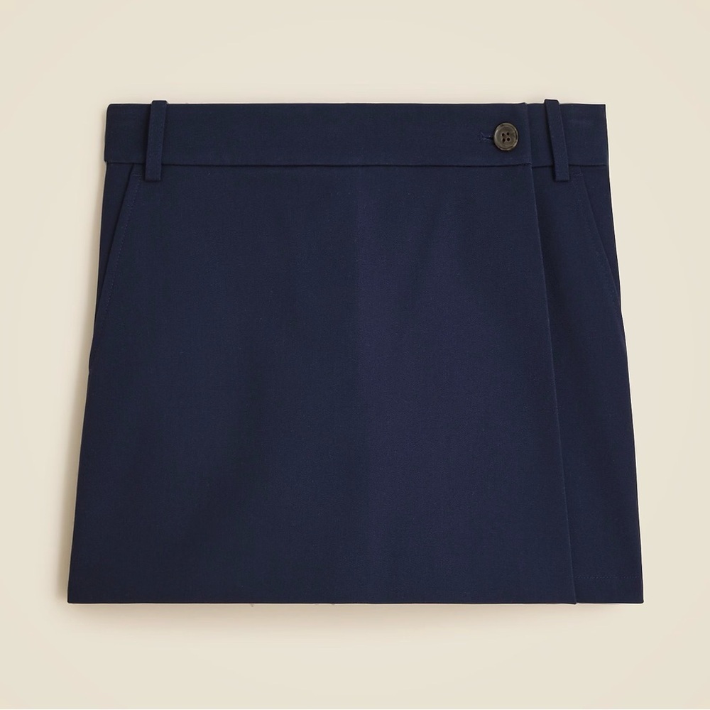 NWT J Crew sz 6 Wrap Front Mini Skort Bi-Stretch Cotton Navy Blue - Picture 2 of 6